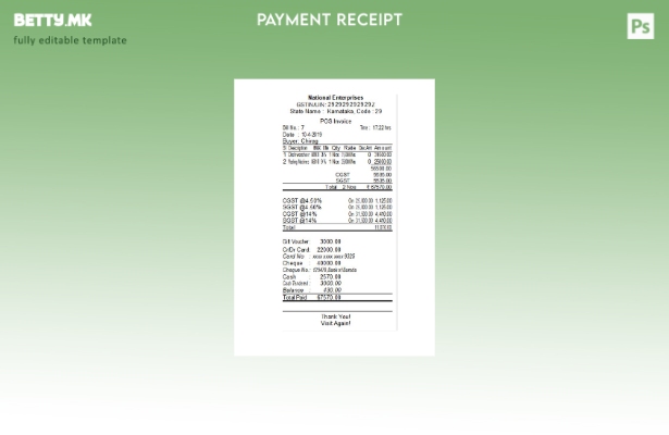 Модерен стил Шаблон за потврда за плаќање на Националните претпријатија